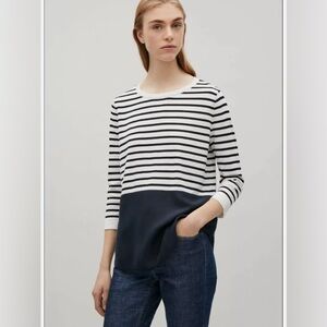COS silk layer striped 3/4 sleeve blouse size medium